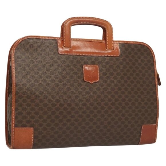 CELINE Macadam Canvas Hand Bag PVC Leather Brown Auth 118629 - Picture 1 of 16